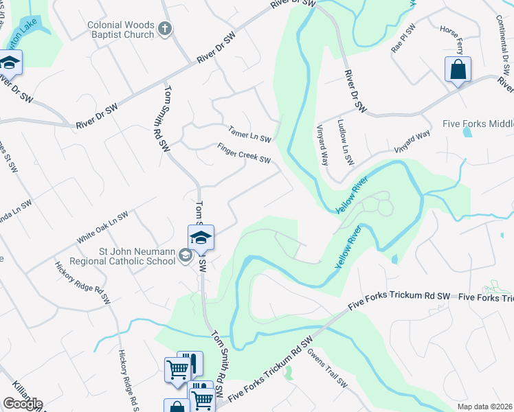 map of restaurants, bars, coffee shops, grocery stores, and more near 3708 Wentworth Lane Southwest in Lilburn