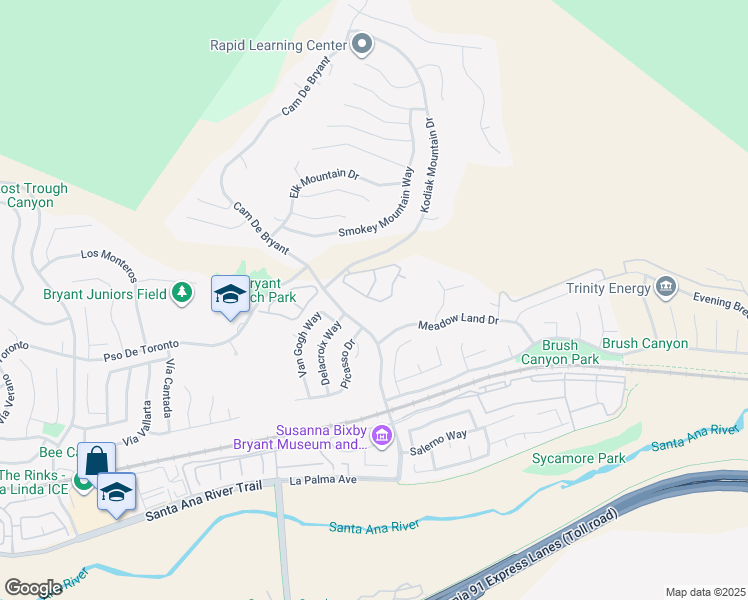 map of restaurants, bars, coffee shops, grocery stores, and more near 27870 Tamara Drive in Yorba Linda