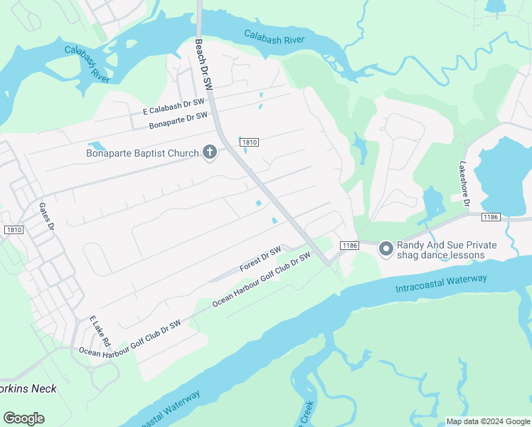 map of restaurants, bars, coffee shops, grocery stores, and more near 9017 Little Osprey Drive in Carolina Shores
