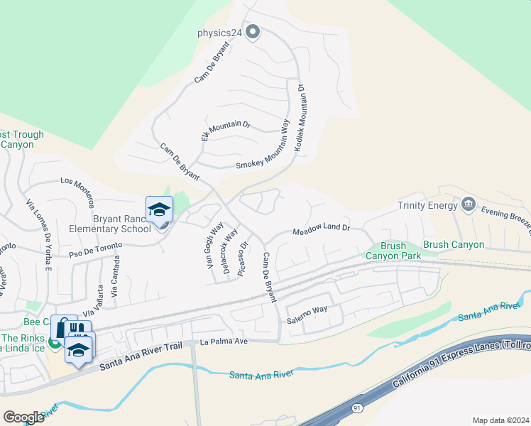 map of restaurants, bars, coffee shops, grocery stores, and more near 27835 Tamara Drive in Yorba Linda