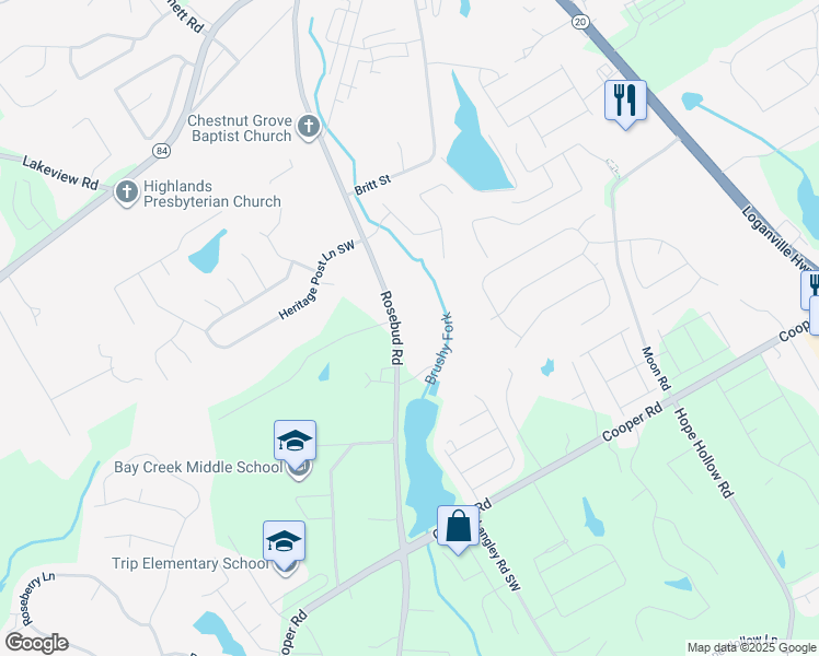 map of restaurants, bars, coffee shops, grocery stores, and more near 2490 Rosebud Road in Grayson