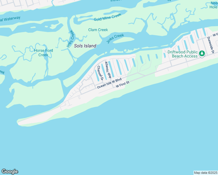 map of restaurants, bars, coffee shops, grocery stores, and more near 2 Becky Street in Ocean Isle Beach