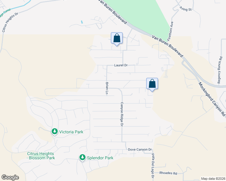 map of restaurants, bars, coffee shops, grocery stores, and more near 14189 Harvey Lane in Riverside