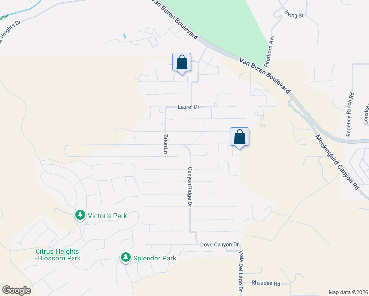 map of restaurants, bars, coffee shops, grocery stores, and more near 14256 Harvey Lane in Riverside