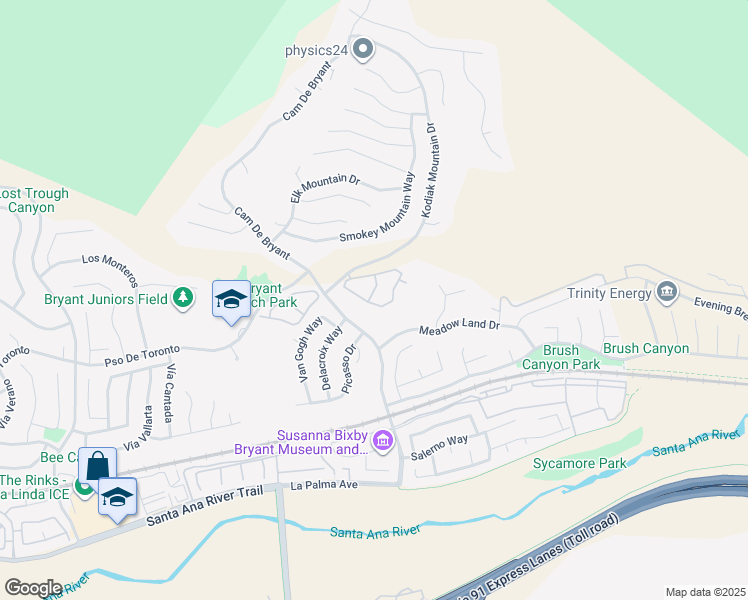 map of restaurants, bars, coffee shops, grocery stores, and more near 27835 Tamara Drive in Yorba Linda