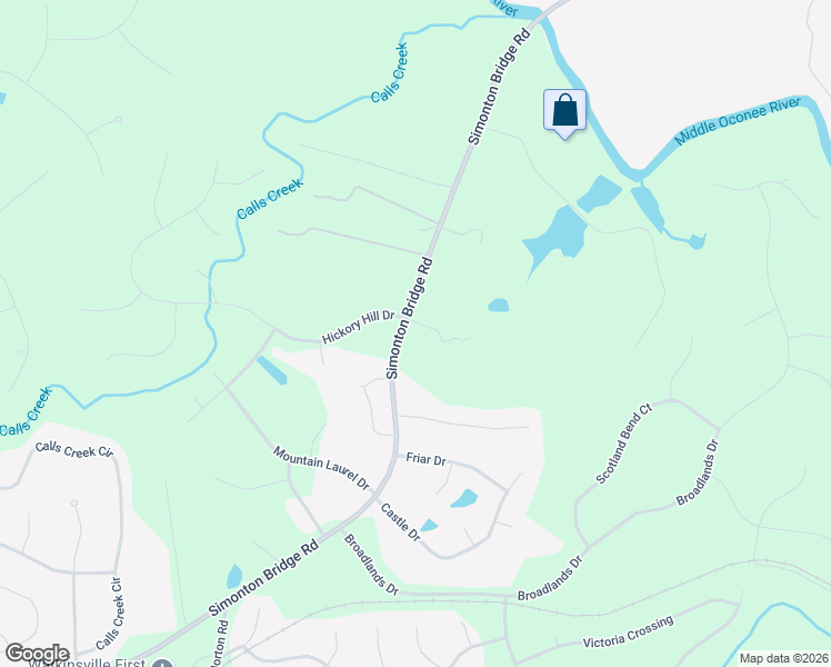map of restaurants, bars, coffee shops, grocery stores, and more near 2136 Simonton Bridge Road in Watkinsville