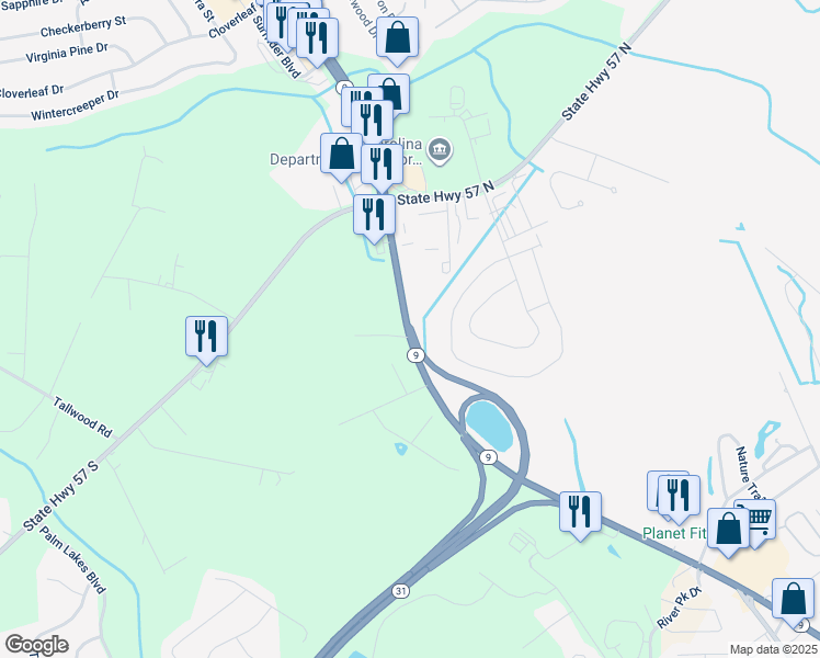 map of restaurants, bars, coffee shops, grocery stores, and more near 3379 Highway 9 East in Little River