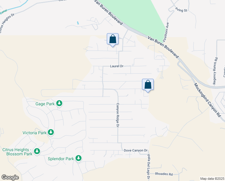 map of restaurants, bars, coffee shops, grocery stores, and more near 14189 Harvey Lane in Riverside
