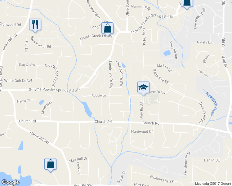 map of restaurants, bars, coffee shops, grocery stores, and more near 50 Landmark Ct in Marietta