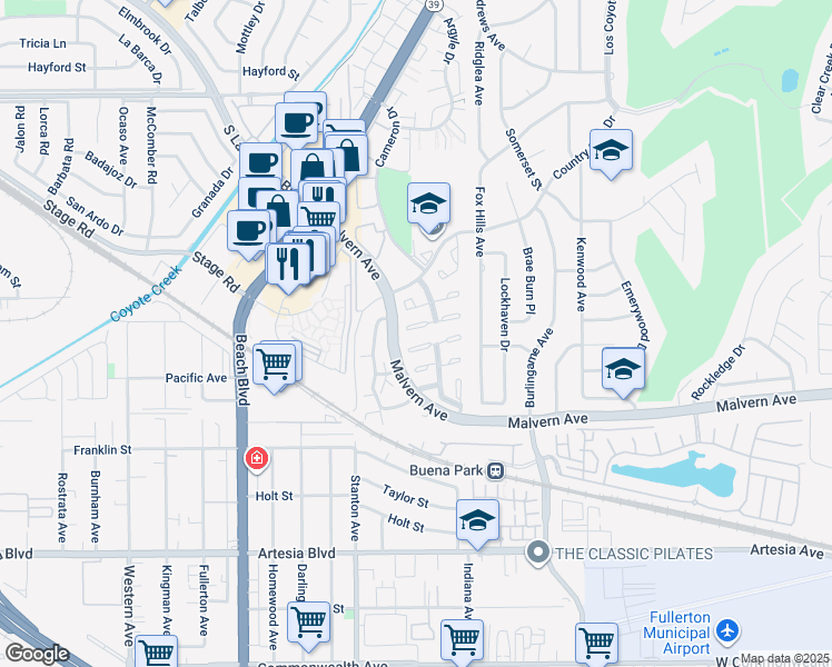 map of restaurants, bars, coffee shops, grocery stores, and more near 8182 Crowley Circle in Buena Park
