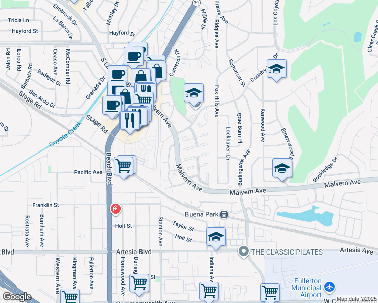 map of restaurants, bars, coffee shops, grocery stores, and more near 8182 Crowley Circle in Buena Park