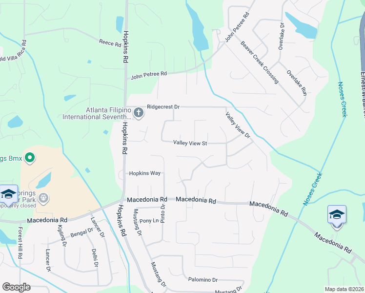 map of restaurants, bars, coffee shops, grocery stores, and more near 3211 Valley View Street in Powder Springs