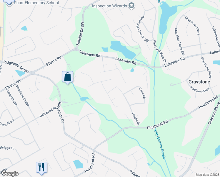 map of restaurants, bars, coffee shops, grocery stores, and more near 1976 Pinella Drive in Grayson