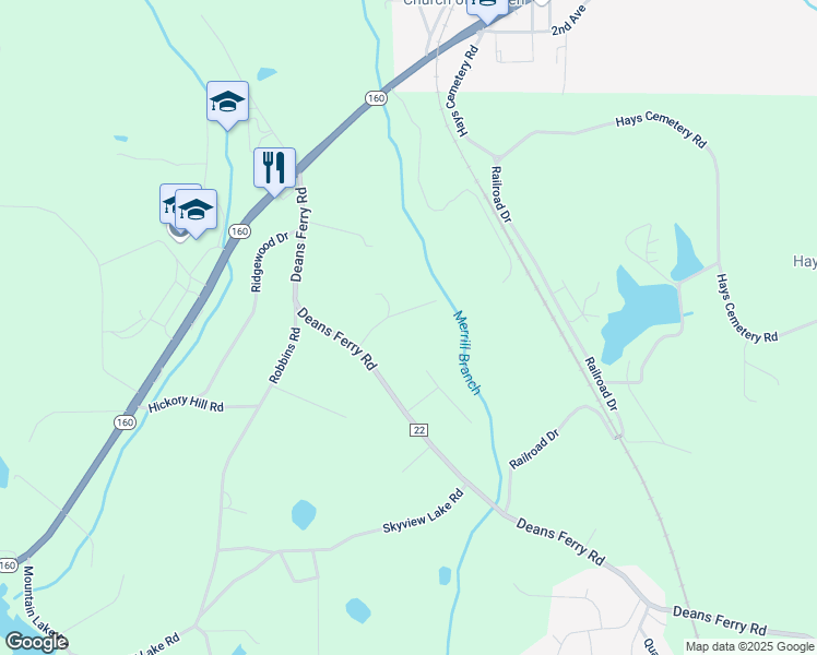 map of restaurants, bars, coffee shops, grocery stores, and more near 130 Neely Creek Drive in Hayden