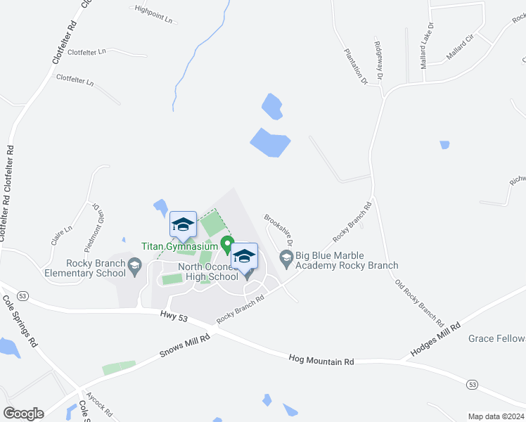 map of restaurants, bars, coffee shops, grocery stores, and more near 1190 Brookshire Drive in Bogart