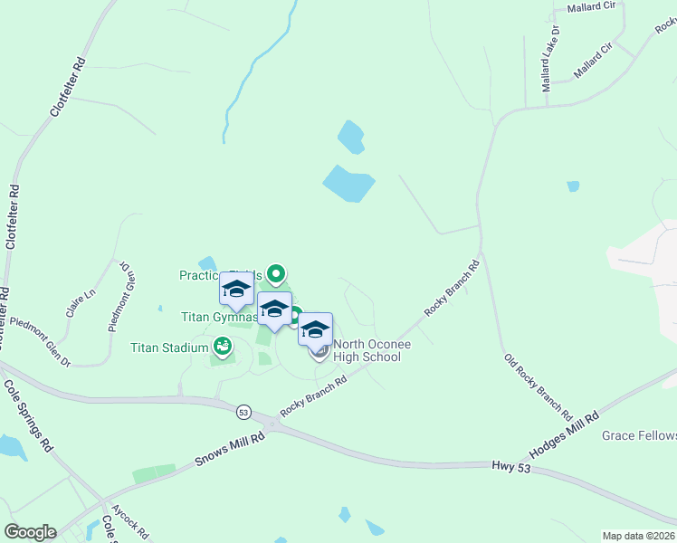 map of restaurants, bars, coffee shops, grocery stores, and more near 1201 Brookshire Drive in Bogart