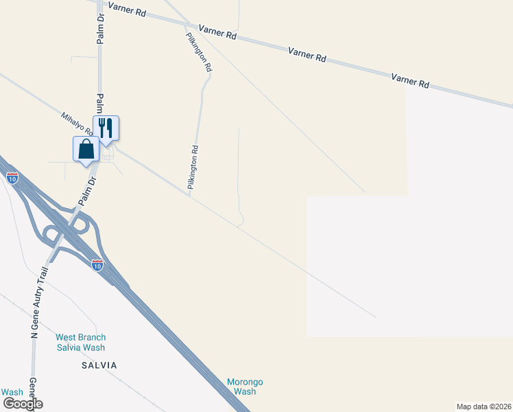 map of restaurants, bars, coffee shops, grocery stores, and more near Jolly Drive in Desert Hot Springs