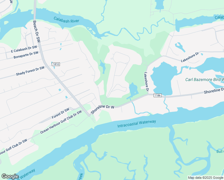 map of restaurants, bars, coffee shops, grocery stores, and more near 801 Colony Place in Sunset Beach