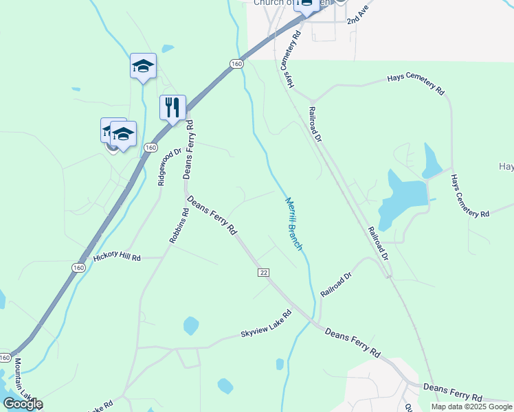 map of restaurants, bars, coffee shops, grocery stores, and more near 130 Neely Creek Drive in Hayden