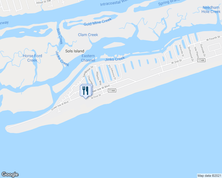 map of restaurants, bars, coffee shops, grocery stores, and more near 4 Jan Street in Ocean Isle Beach