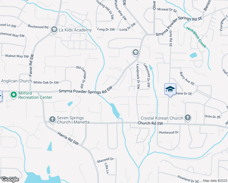 map of restaurants, bars, coffee shops, grocery stores, and more near 254 Robbie Lane in Marietta