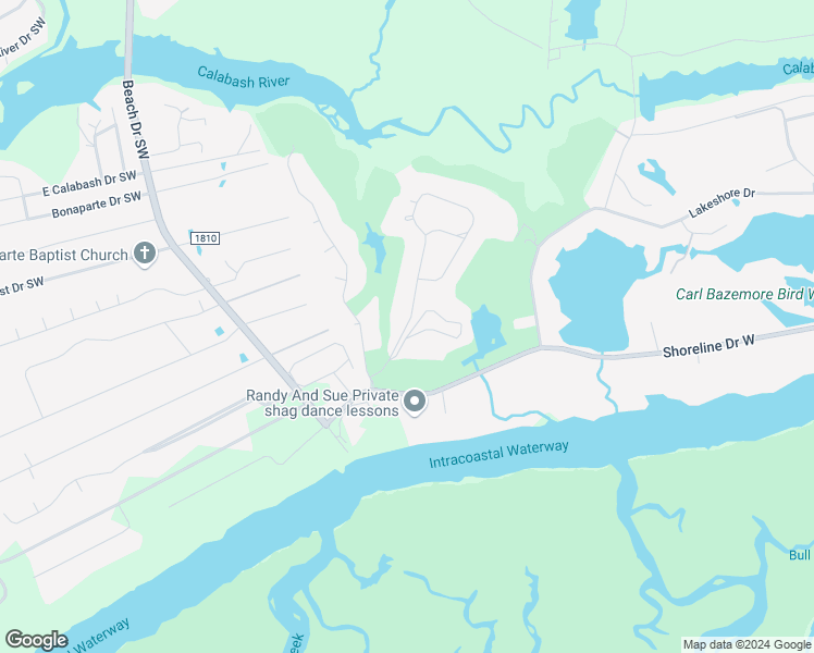 map of restaurants, bars, coffee shops, grocery stores, and more near 807 Colony Place in Sunset Beach