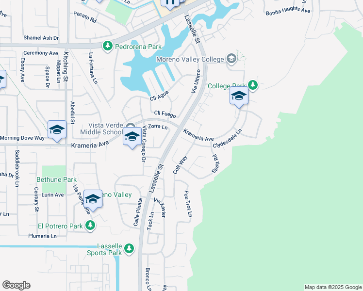 map of restaurants, bars, coffee shops, grocery stores, and more near 16472 Dartmoor Circle in Moreno Valley