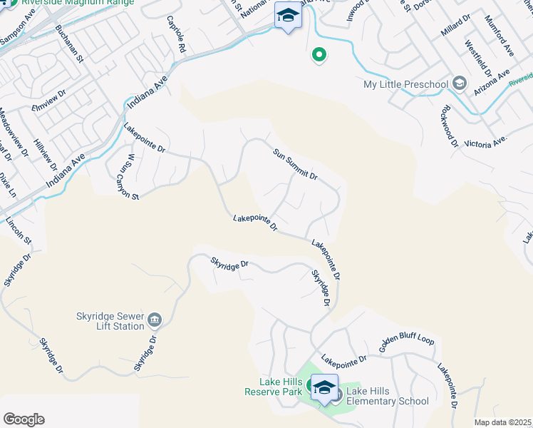map of restaurants, bars, coffee shops, grocery stores, and more near 16411 Mountain Mist Street in Riverside