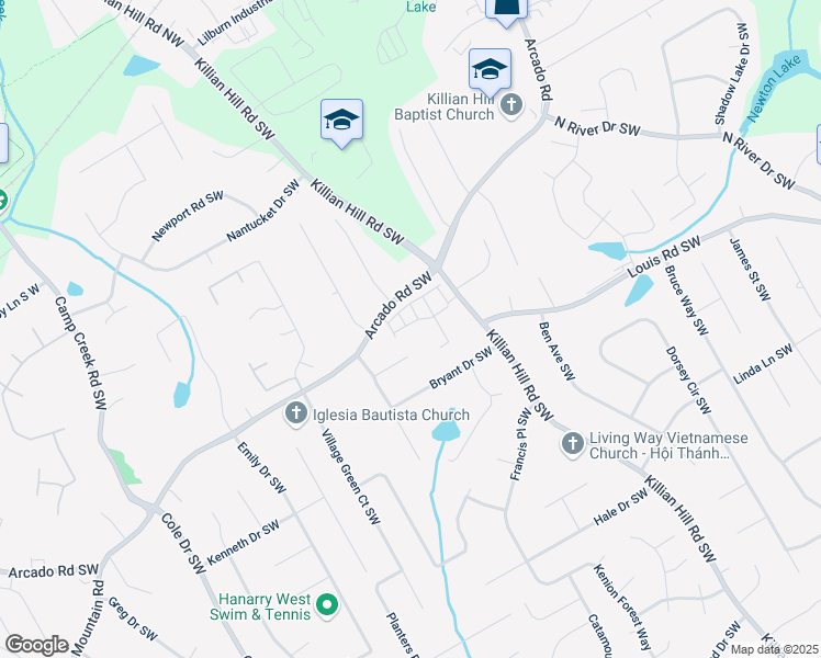map of restaurants, bars, coffee shops, grocery stores, and more near 4344 Fulson Court in Lilburn