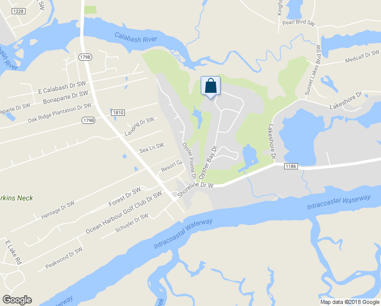map of restaurants, bars, coffee shops, grocery stores, and more near 916 Oyster Pointe Drive in Sunset Beach