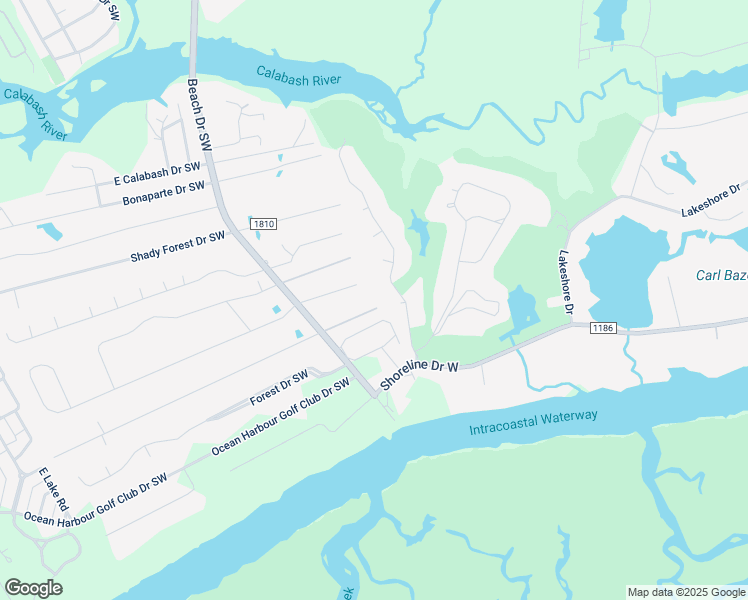 map of restaurants, bars, coffee shops, grocery stores, and more near 8936 Heritage Drive Southwest in Sunset Beach