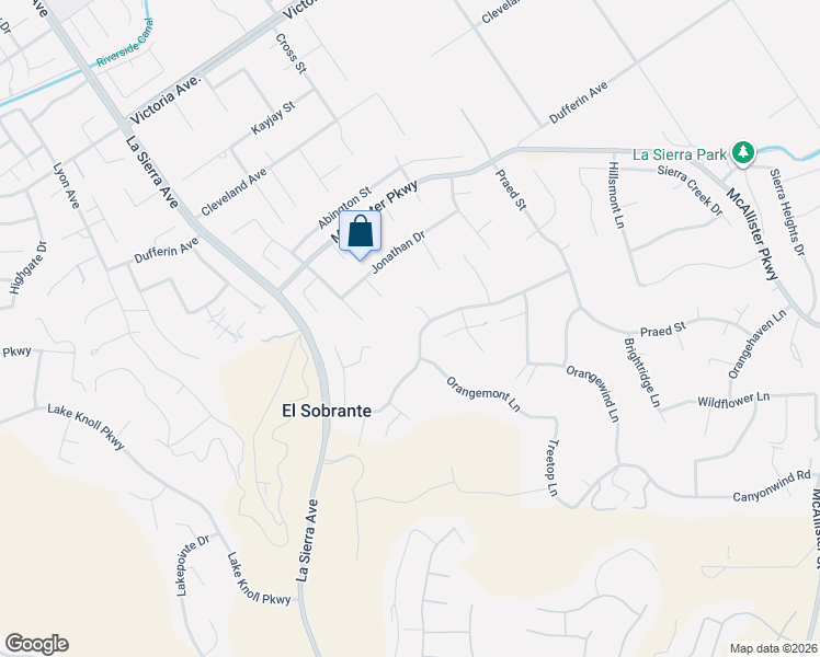 map of restaurants, bars, coffee shops, grocery stores, and more near 10830 Orchard View Lane in Riverside