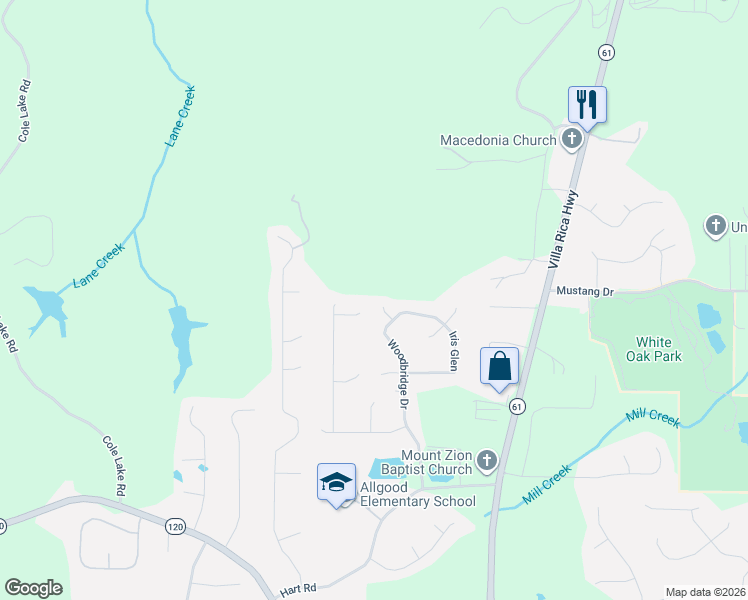 map of restaurants, bars, coffee shops, grocery stores, and more near 451 Woodbridge Drive in Dallas