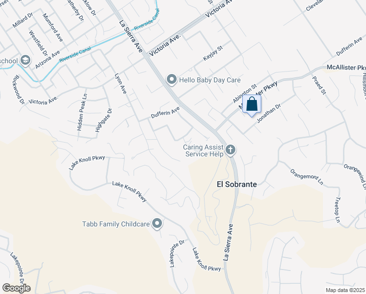 map of restaurants, bars, coffee shops, grocery stores, and more near 2276 Keepsake Court in Riverside