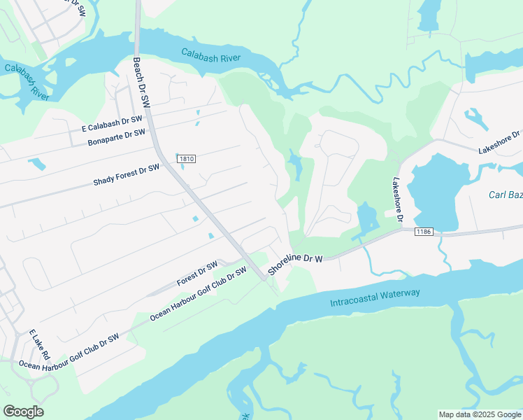 map of restaurants, bars, coffee shops, grocery stores, and more near 8936 Heritage Drive Southwest in Sunset Beach