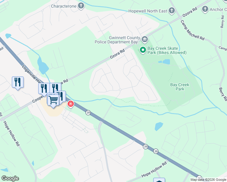 map of restaurants, bars, coffee shops, grocery stores, and more near 659 Azalea Bloom Drive East in Loganville