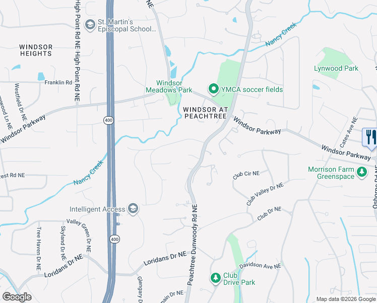 map of restaurants, bars, coffee shops, grocery stores, and more near 875 Starlight Drive Northeast in Atlanta