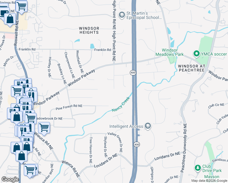 map of restaurants, bars, coffee shops, grocery stores, and more near 4659 High Point Road Northeast in Atlanta