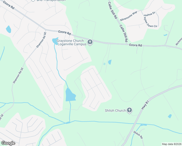 map of restaurants, bars, coffee shops, grocery stores, and more near 3638 Spring Place Court in Loganville