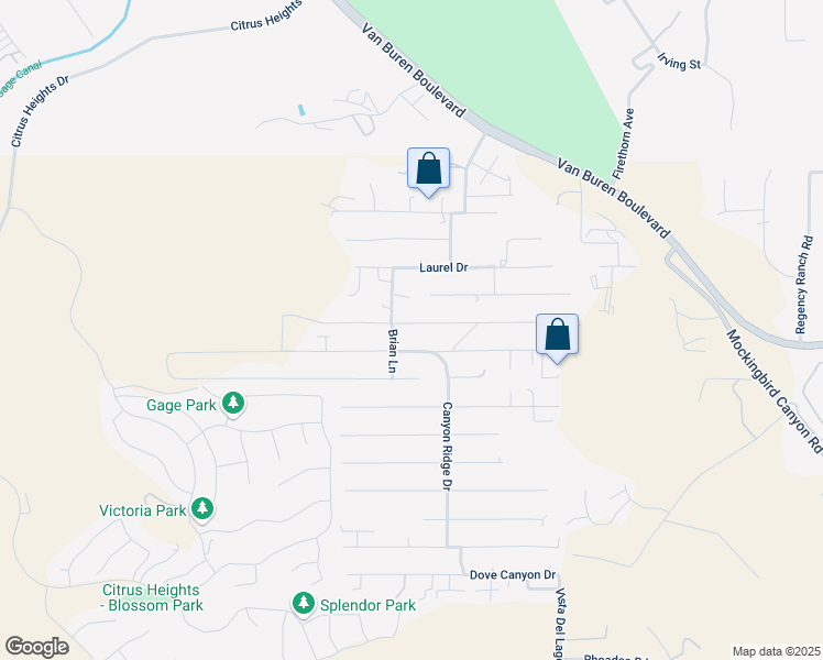 map of restaurants, bars, coffee shops, grocery stores, and more near 14150 Martin Place in Riverside