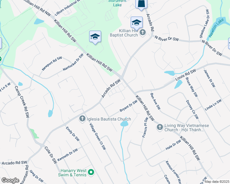 map of restaurants, bars, coffee shops, grocery stores, and more near 243 Beau Street in Lilburn