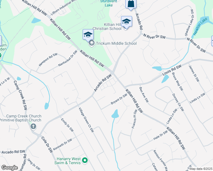 map of restaurants, bars, coffee shops, grocery stores, and more near 243 Beau Street in Lilburn