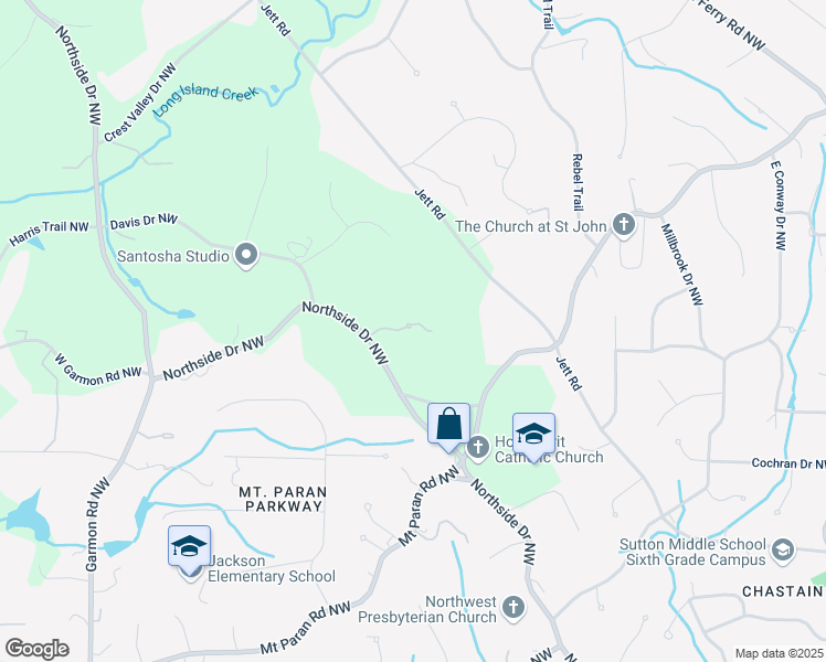 map of restaurants, bars, coffee shops, grocery stores, and more near 4615 Northside Drive Northwest in Atlanta