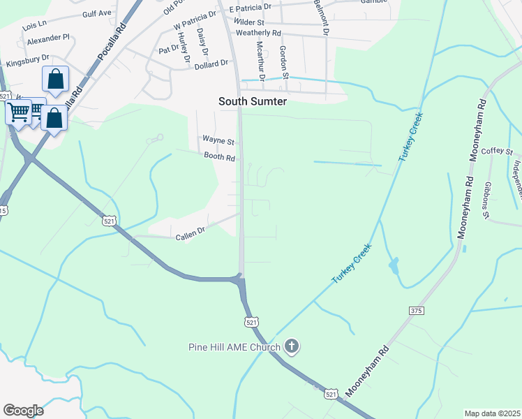 map of restaurants, bars, coffee shops, grocery stores, and more near 5 Hanover Court in Sumter