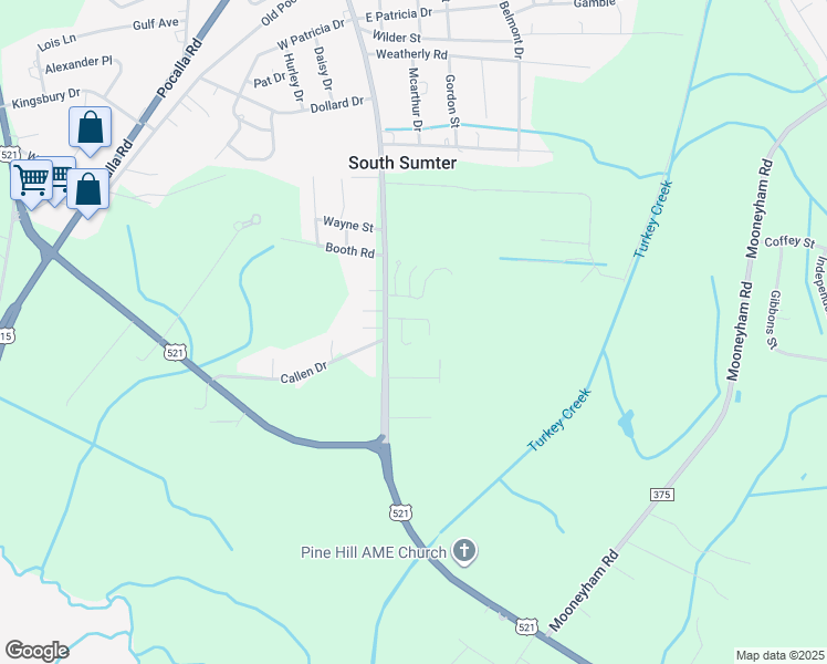 map of restaurants, bars, coffee shops, grocery stores, and more near 5 Hanover Court in Sumter