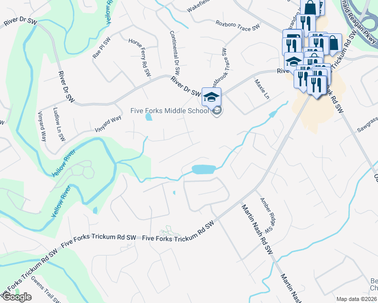 map of restaurants, bars, coffee shops, grocery stores, and more near 3344 Townley Place in Lawrenceville