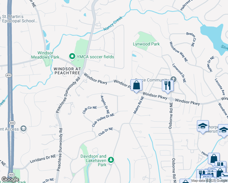 map of restaurants, bars, coffee shops, grocery stores, and more near 1130 Angelo Court Northeast in Atlanta