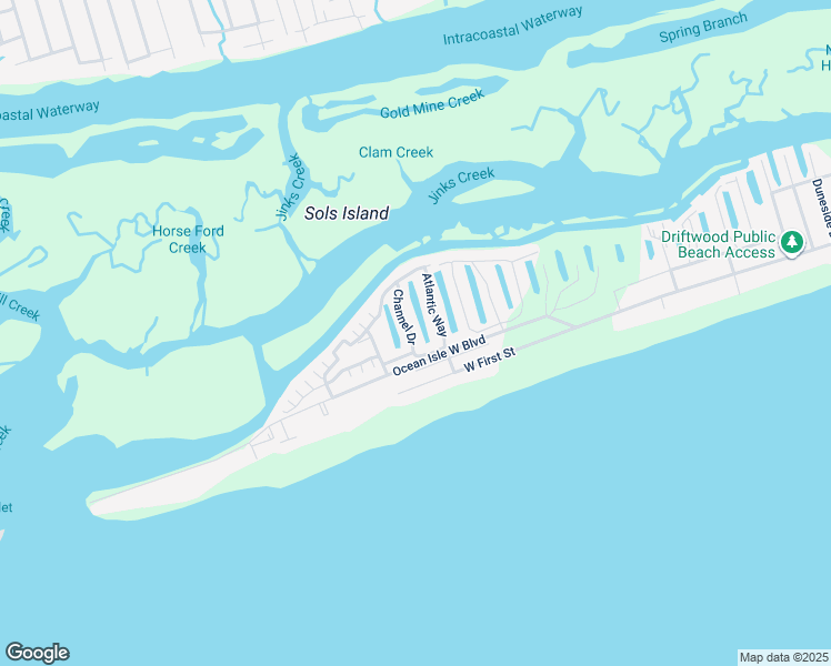 map of restaurants, bars, coffee shops, grocery stores, and more near 16 Channel Drive in Ocean Isle Beach