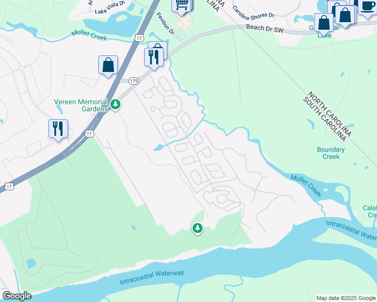 map of restaurants, bars, coffee shops, grocery stores, and more near 2136 Lafayette Circle in Little River