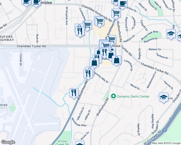map of restaurants, bars, coffee shops, grocery stores, and more near in Atlanta